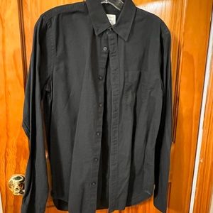 Men Gap Long Sleeve Dress Button Down Shirt Dark Grey Size Small